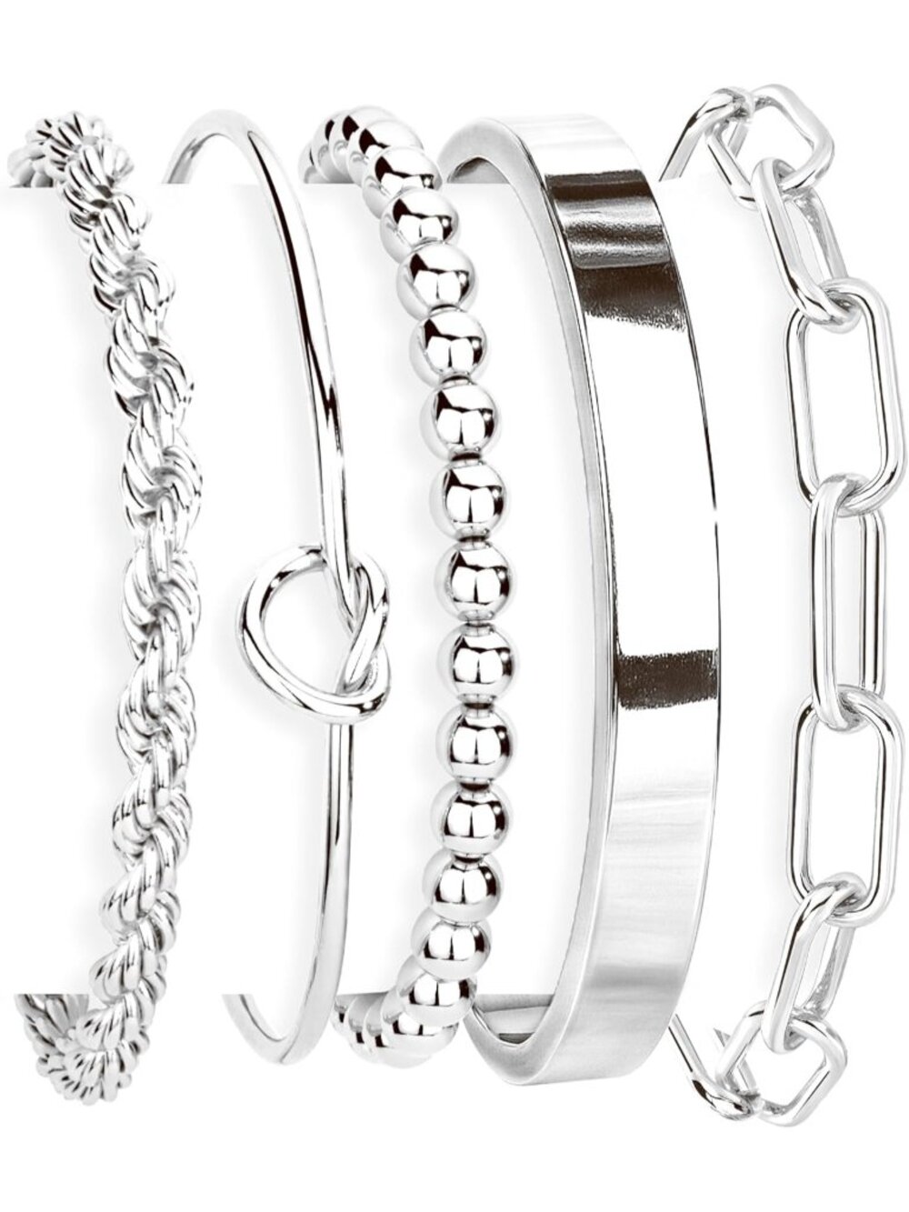 Women's Silver Beaded Set For 14 Gold Plated Non Tarnish Stackable Bangles